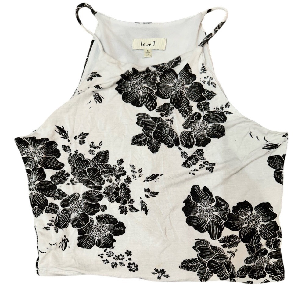 Cute Black and White Floral Crop Top Size‎ Medium